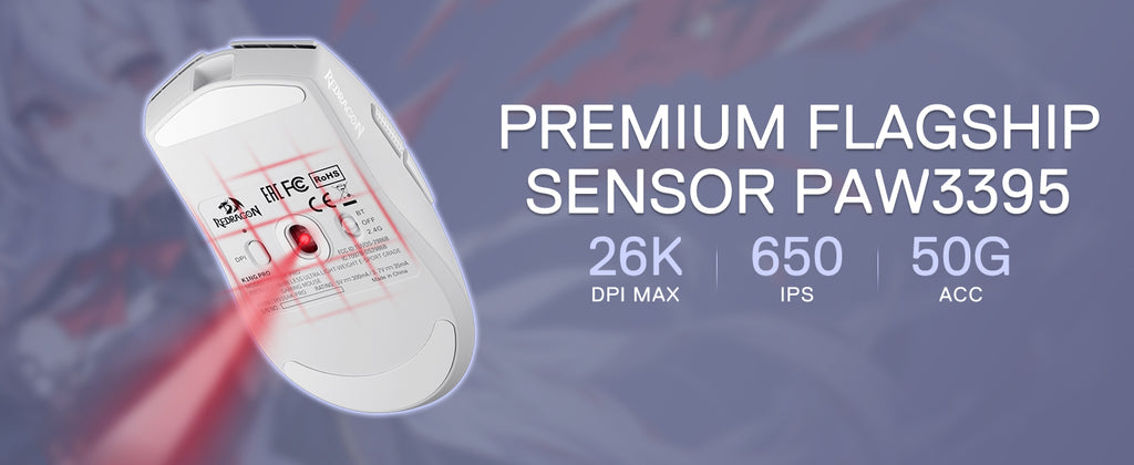 Redragon M916AK PRO 3-Mode Anime 42G Ultra-Light 26K DPI Full Programmable Buttons Gaming Mouse