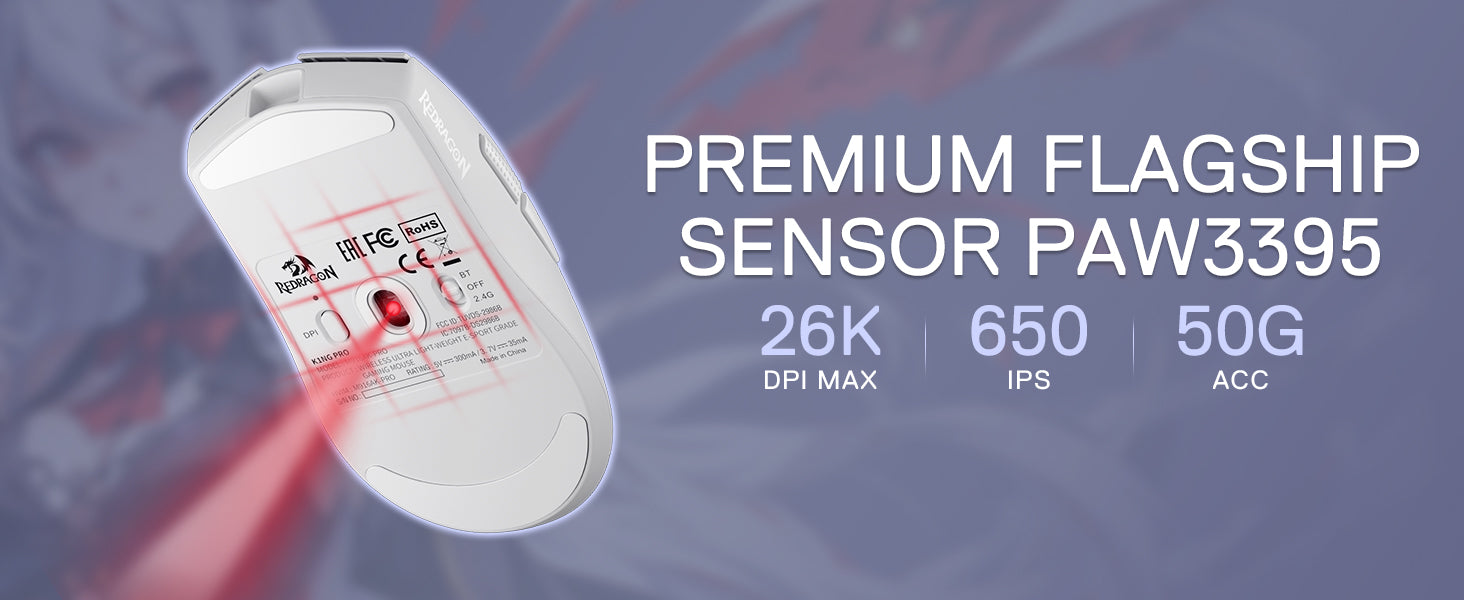 Redragon M916AK PRO 3-Mode Anime 42G Ultra-Light 26K DPI Full Programmable Buttons Gaming Mouse