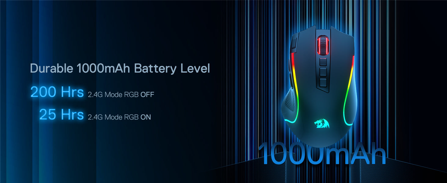 Redragon M612 PRO BT & 2.4RGB Gaming Mouse, 8000 DPI Wired/Wireless Optical Gamer Mice 11 Programmable Buttons & 6 Backlit Modes