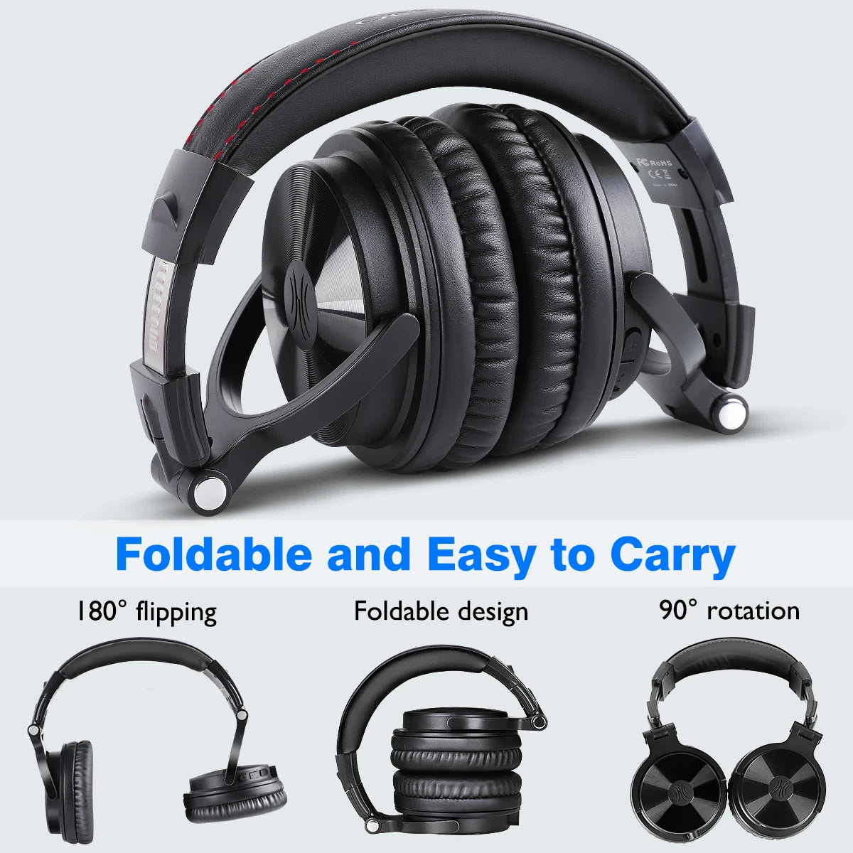 Oneodio Pro-C Wireless Headphones with 50mm Neodymium Drivers 110Hrs Playing Time BT 5.2 Foldable Deep Bass Stereo Headset