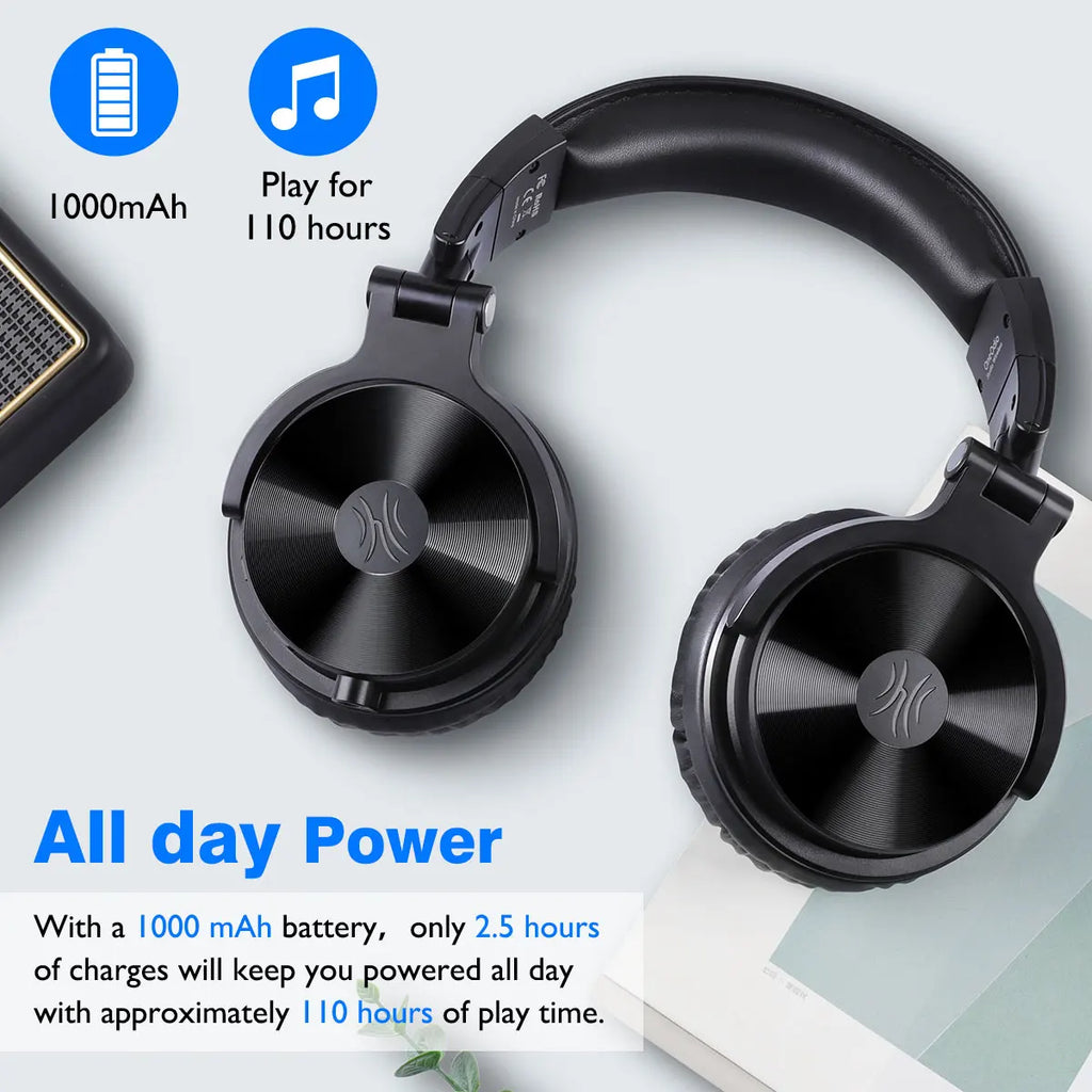 Oneodio Pro-C Wireless Headphones with 50mm Neodymium Drivers 110Hrs Playing Time BT 5.2 Foldable Deep Bass Stereo Headset
