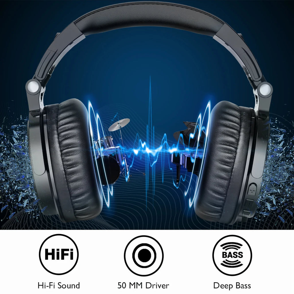Oneodio Pro-C Wireless Headphones with 50mm Neodymium Drivers 110Hrs Playing Time BT 5.2 Foldable Deep Bass Stereo Headset