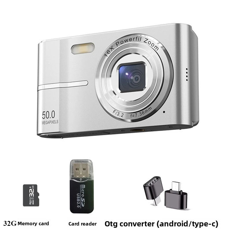 Digital Cameras1080P Camera 44MP Camera Portable Compact Camera with 2.4 Inch LCD Screen16x Digital Zoom, 32G Micro Memory Card