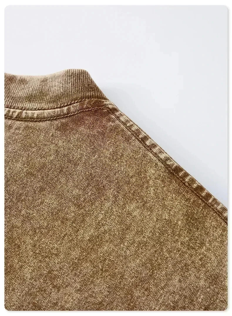 Men's T-shirt, pure cotton short-sleeved, men's T-shirt, washed, loose fit, pure cotton shirt