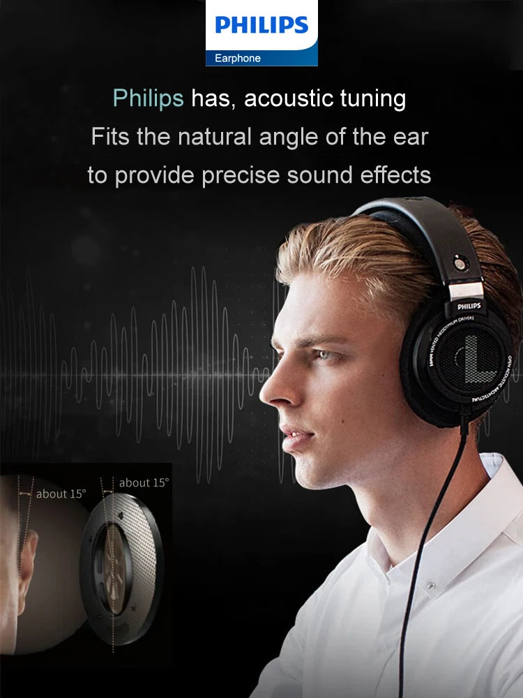 Philips SHP9500 Headphone HiFi Stereo Wired Earphone Computer Online Learning Earbuds Esports Game 3.5mm 6.3mm Universal Headset