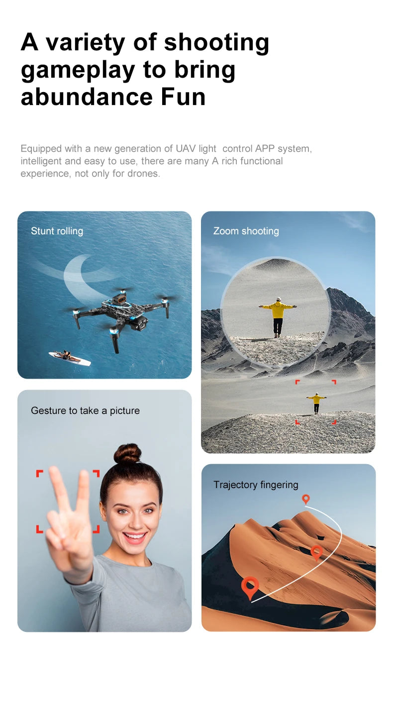 New D13 RC Drone 4K Professional HD Triple Camera 5G WIFI FPV Dron 360° Obstacle Avoidance Brushless Large Screen Quadcopter Toy