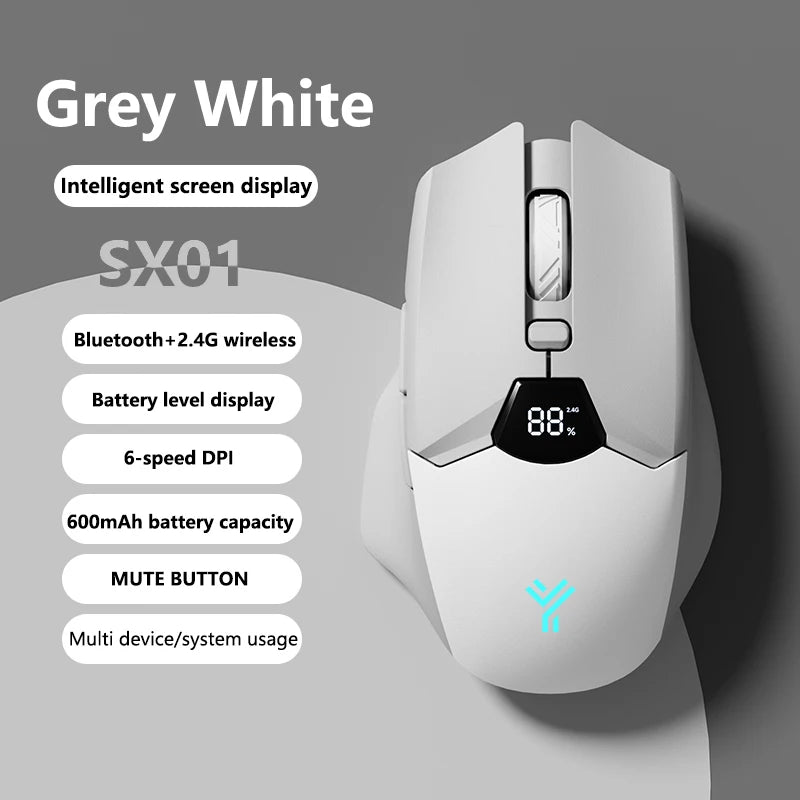Warvank SX01 Bluetooth Wireless Mouse Smart Screen Battery Level Display Silent Office Mouse  600mAh Rechargeable Gaming Mouse