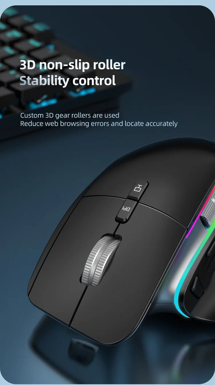JOMAA 2.4G Wireless Bluetooth Mouse Rechargeable LED RGB Gaming Mouse  for Computer Gamer Office 4000DPI