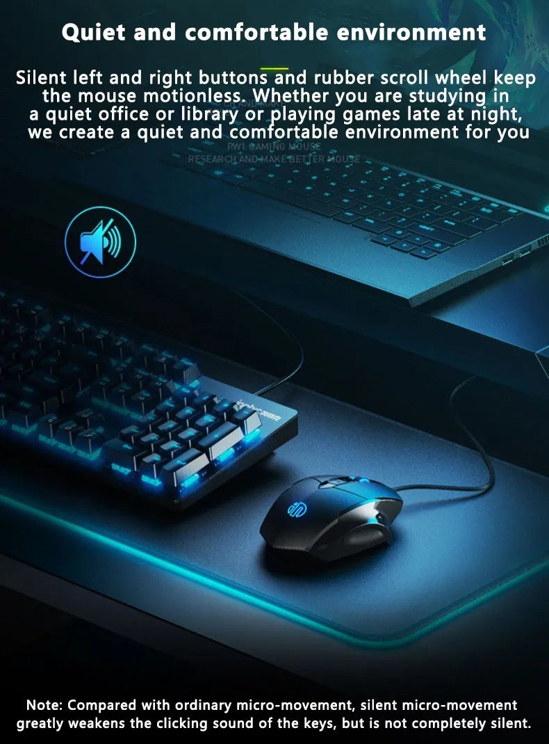 Inphic W1 Wired Mouse Esports Gaming Mouse Silent Office Mouse Three keys and six keys are optional