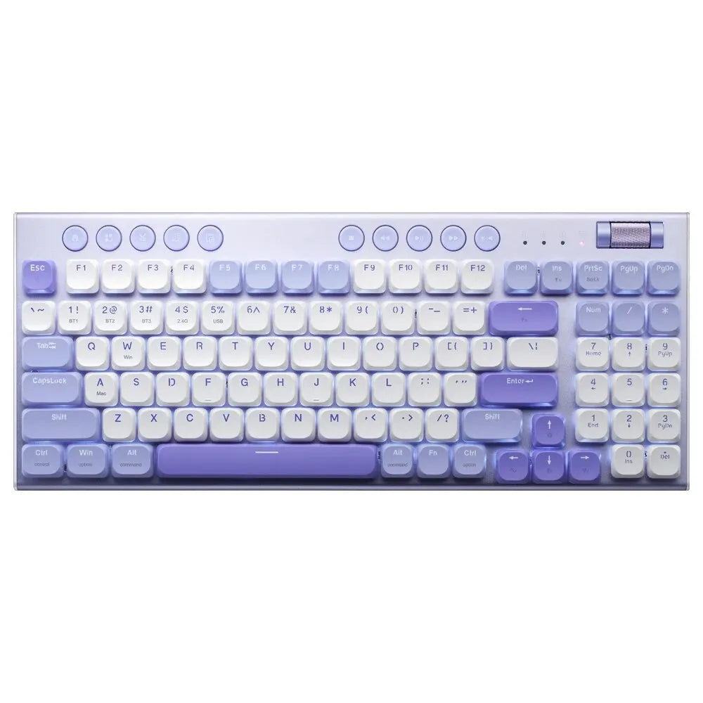 THUNDEROBOT K96 Wireless Mechanical Keyboard Low-profile Productivity Keyboard 98 Keys with Roller Marco Keys PBT Keycaps For PC