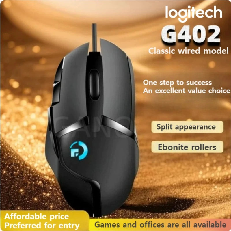 Logitech G402 Mouse with Ultra-comfortable and Cool-looking Mouse Pad for Gaming Fun, Ultra-practical Set.