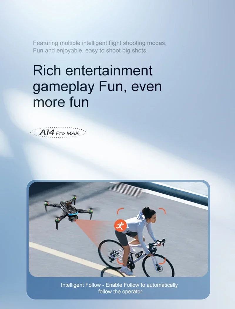 Xiaomi A14Pro Max Drone 8K HD Three Camera GPS Brushless Optical Flow Obstacle Avoidance 4.5-inch large screen UAV RC 18000M