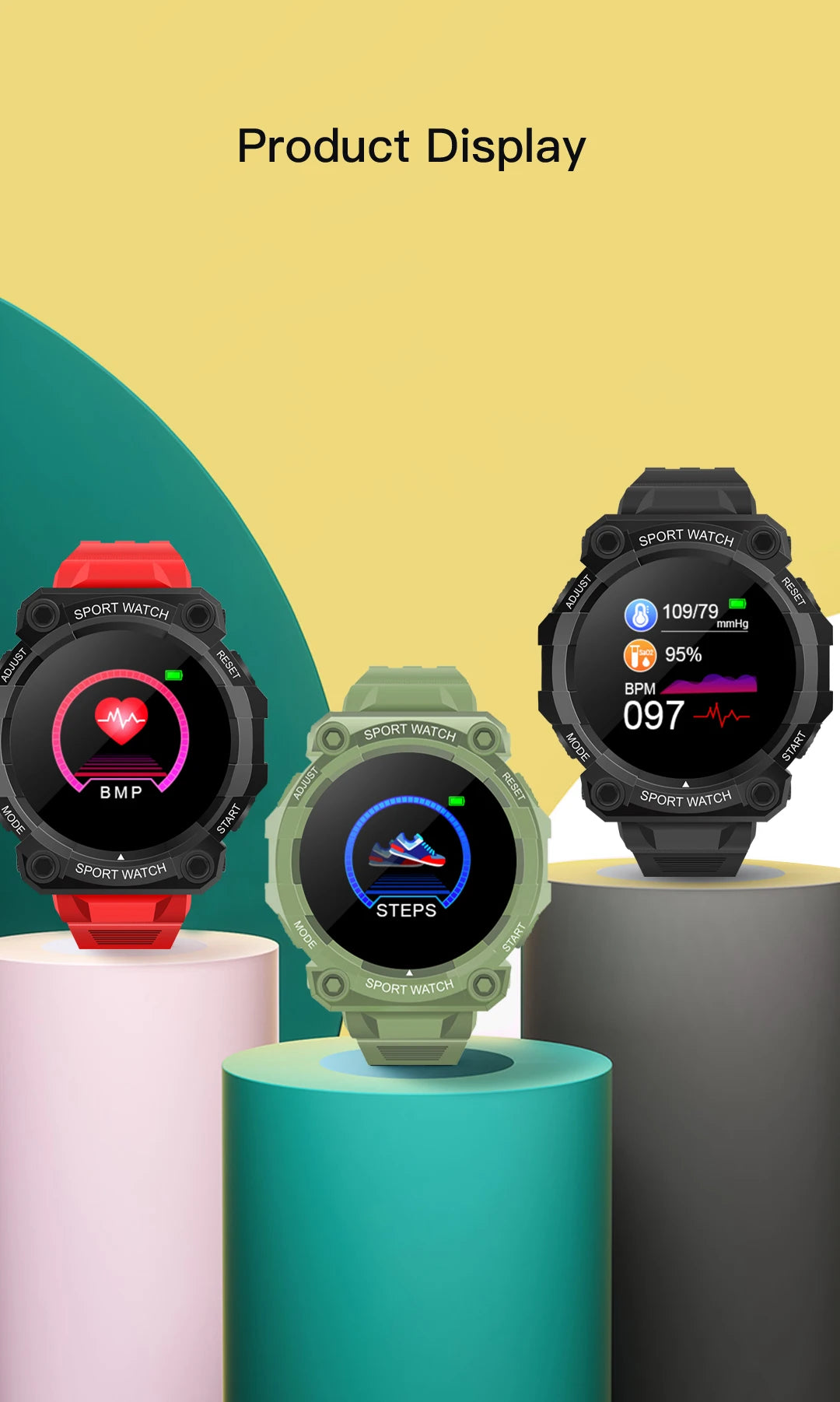 New Smart watch Men Women Heart Rate Blood Pressure Monitoring Bluetooth Smartwatch Fitness Tracker Watch Sport For Android Ios