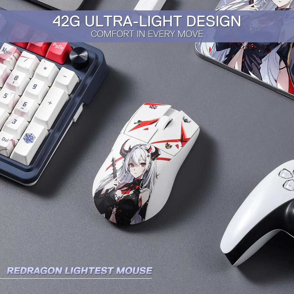 Redragon M916AK PRO 3-Mode Anime 42G Ultra-Light 26K DPI Full Programmable Buttons Gaming Mouse