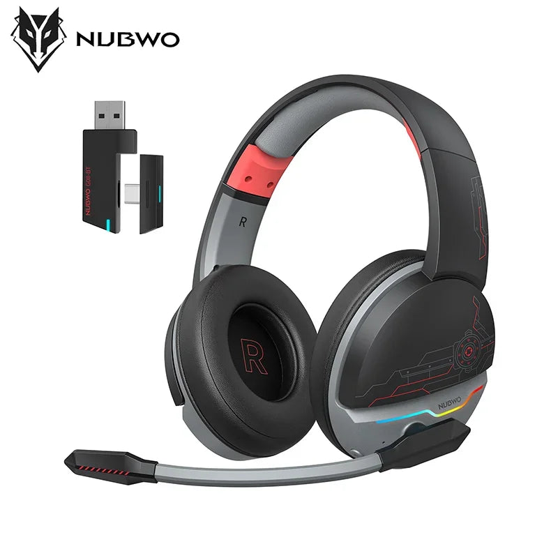 NUBWO Wireless Gaming Headsets Gamer with Dual Microphone for PS5 PS4 PC Mobile Switch 2.4GHz Bluetooth Wireless Headphones