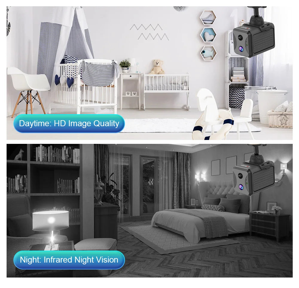 LS VISION 5MP 4G Mini CCTV Camera Wirelsess Indoor WiFi PIR Human Detection Night Vision Built-in Battery Surveillance Cameras