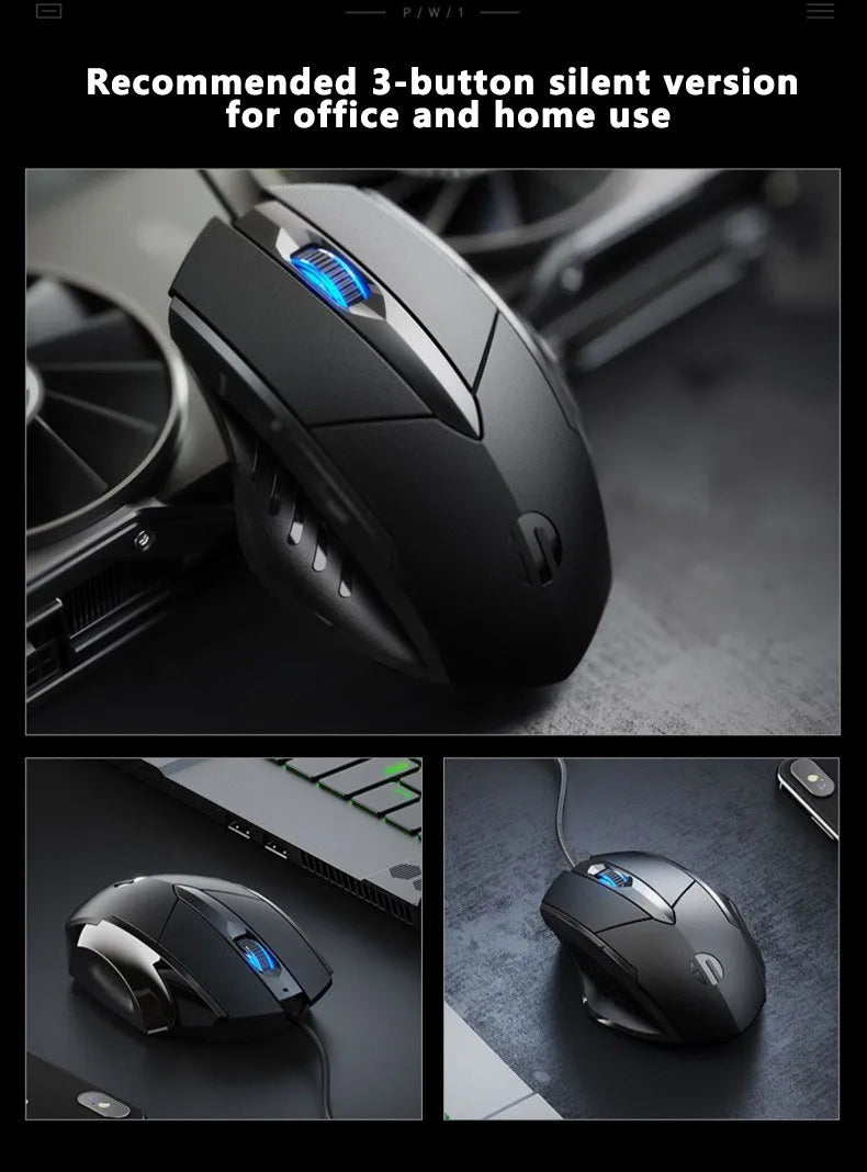 Inphic W1 Wired Mouse Esports Gaming Mouse Silent Office Mouse Three keys and six keys are optional