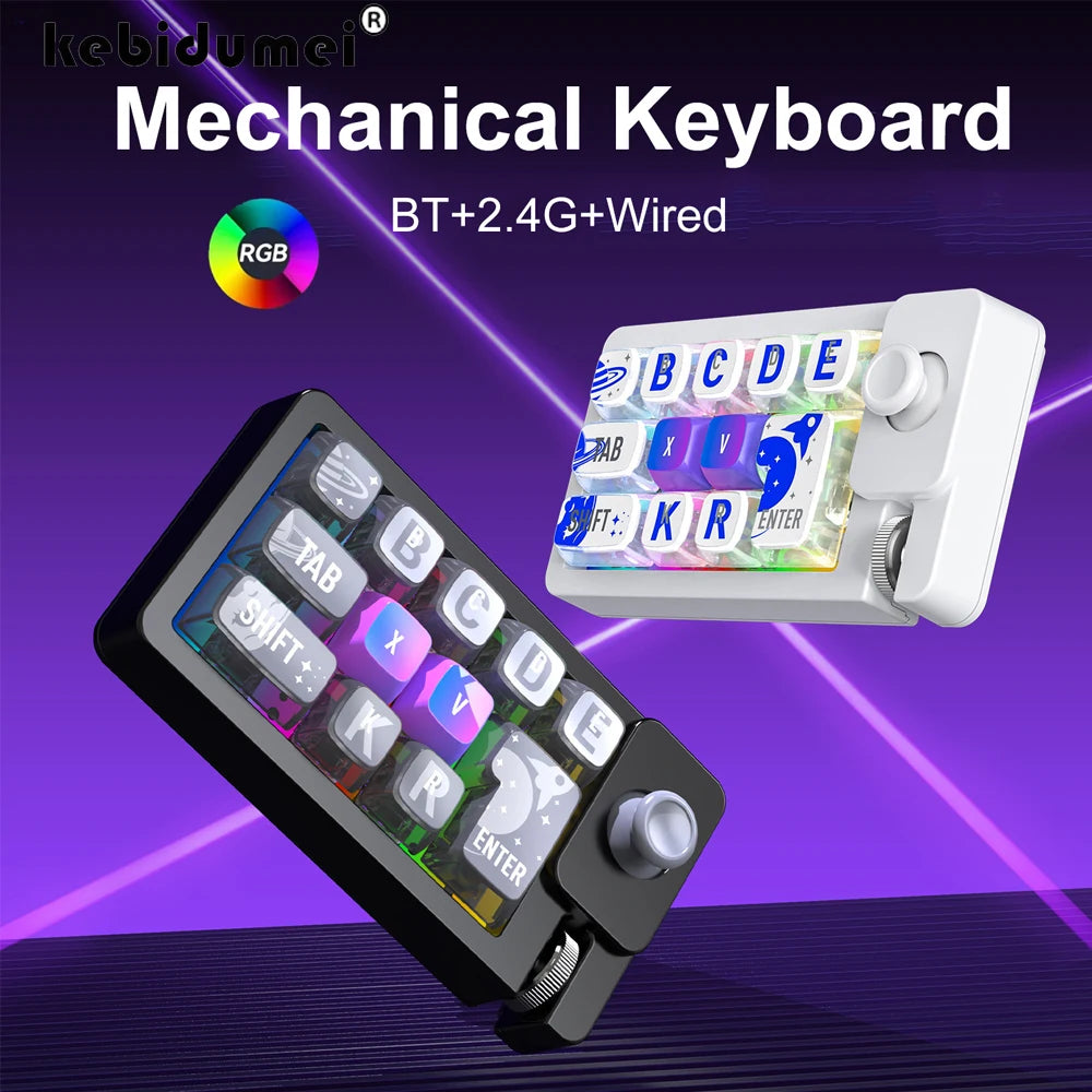 Wireless Mechanical Keyboard 2 Knob Bluetooth Keyboard RGB 12 Key Mini Button Gaming Keypad Mechanical Hot Swap Keyboard