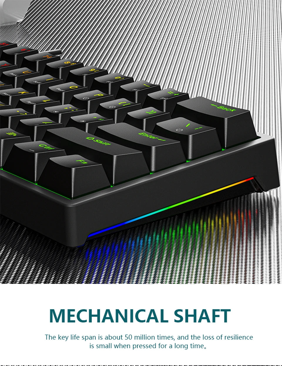 K620 Mini Gaming Mechanical Keyboard 61 Keys RGB Hotswap Type-C Wired Gaming Keyboard PBT Keycaps 60% Ergonomics Keyboards