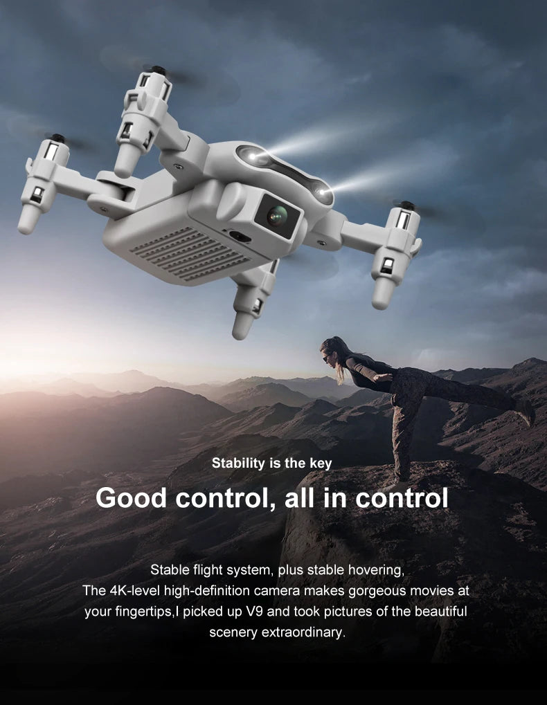 4DRC V9 Drone 4K Professinal With 1080P Wide Angle Dual HD Camera WIFI FPV Height Hold RC Helicopter Foldable Quadrotor Toy Gift