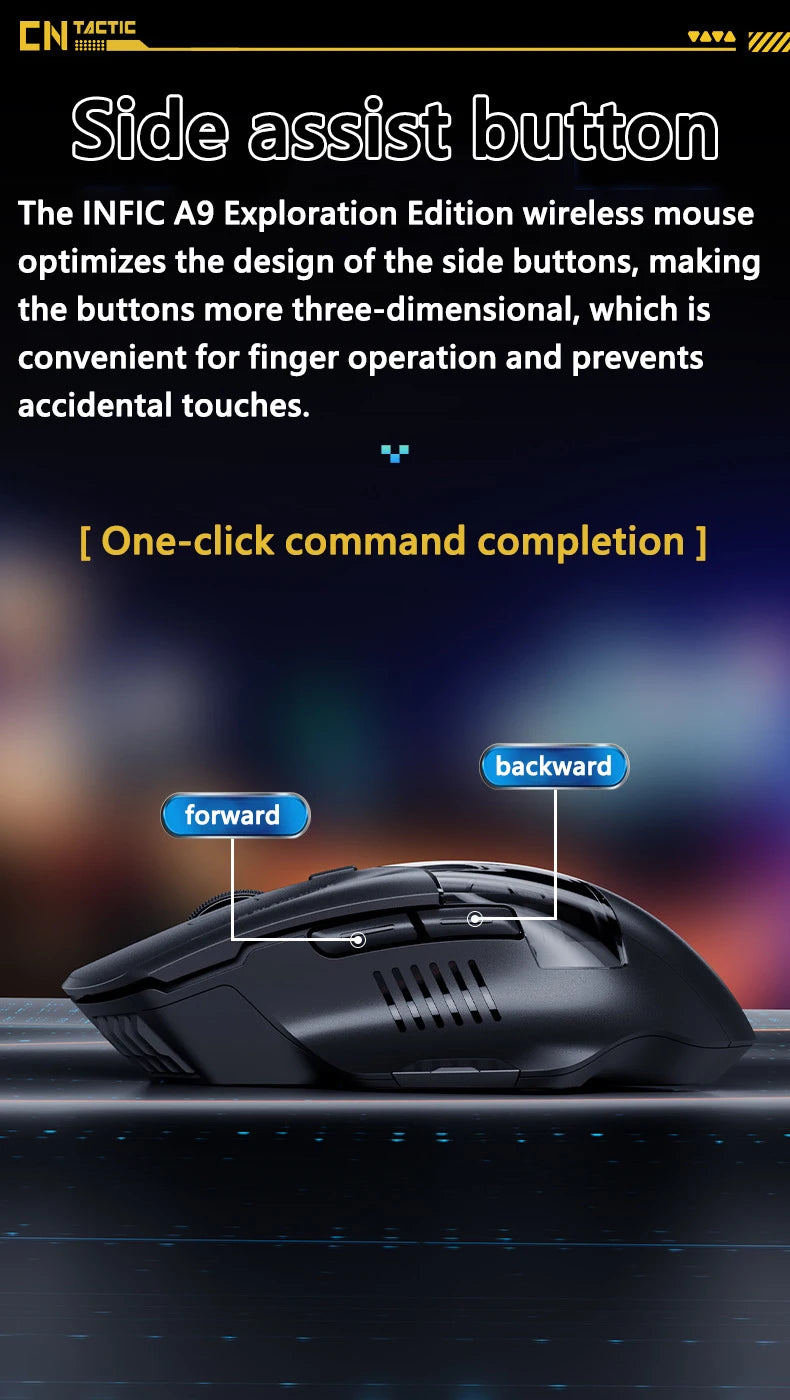 Inphic A9 Explorer Wireless Gaming Mouse 500mA Battery Level Display Ergonomics Bluetooth Office Mouse For PC Laptop