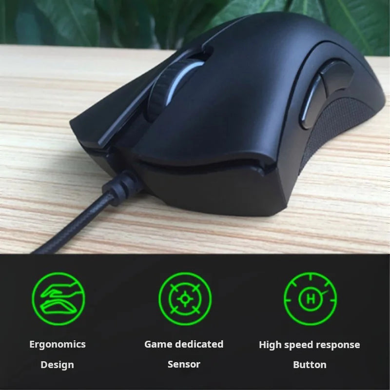 Razer DeathAdder Essential Wired Gaming Mouse Mice 6400DPI Optical Sensor 5 Independently Buttons For Laptop PC Gamer