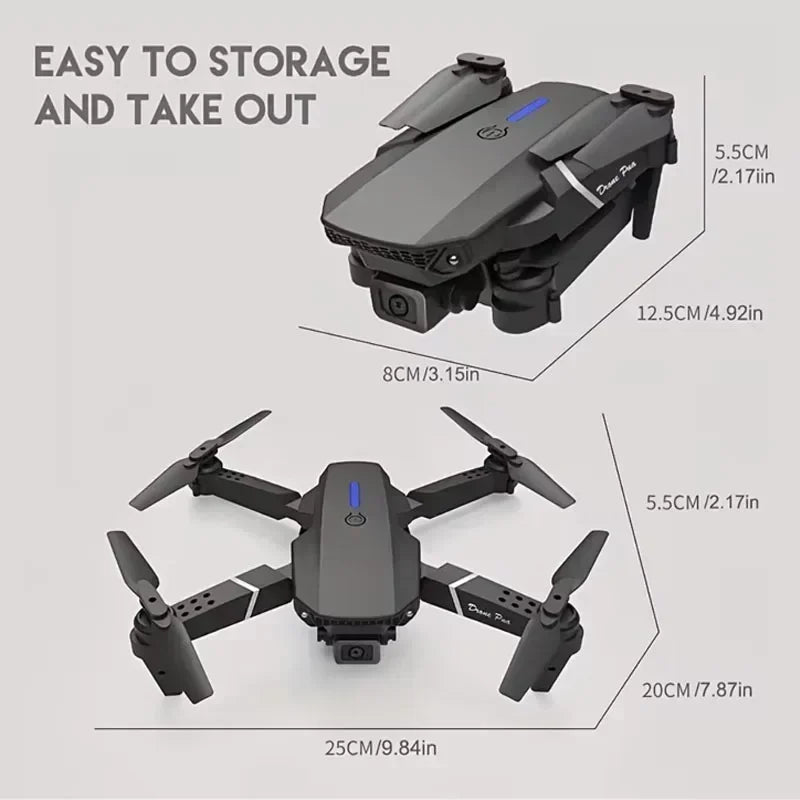 E88 Pro Wifi FPV Drone With 4K HD 1080P Wide Angle Camera Height Hold Foldable RC Quadcopter Helicopter Gift