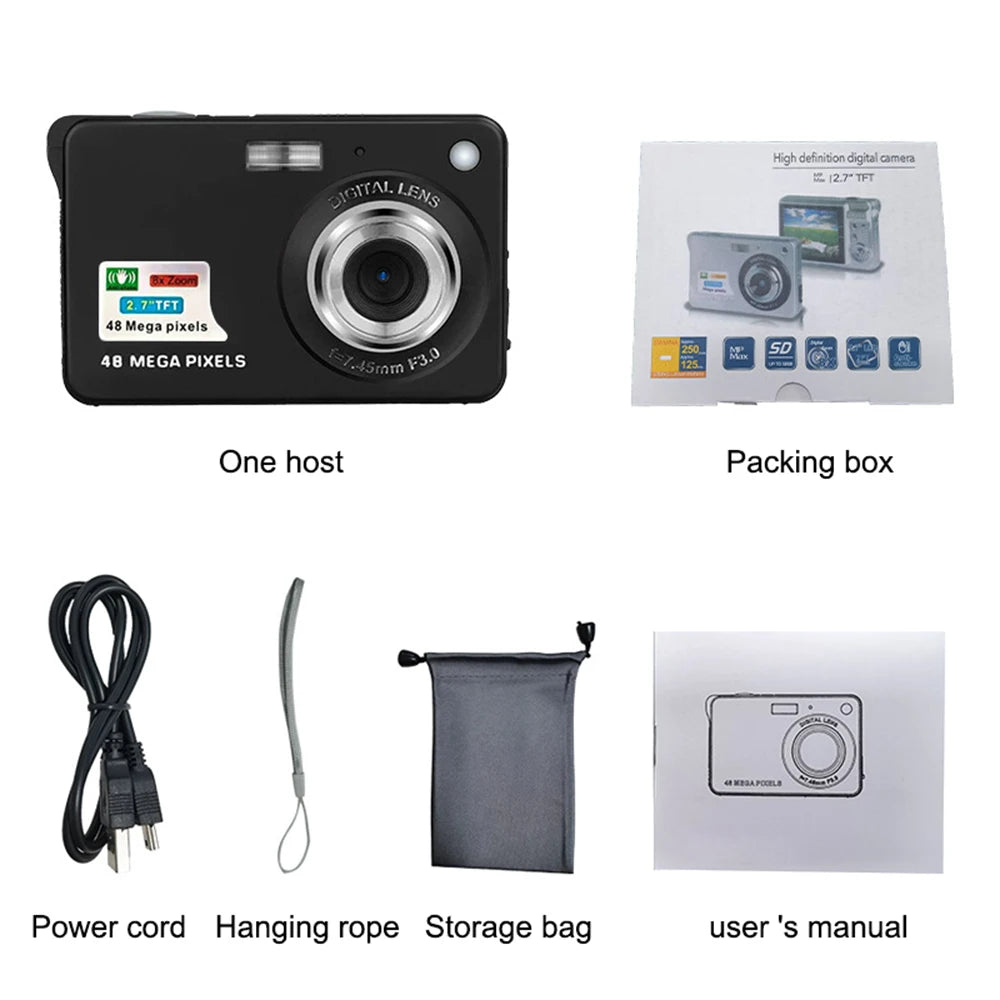 HD Digital Cameras With LCD Screen Child Cameras Outdoor Anti-Shake Instant Photo Camera Rechargeable Photography Camcorder