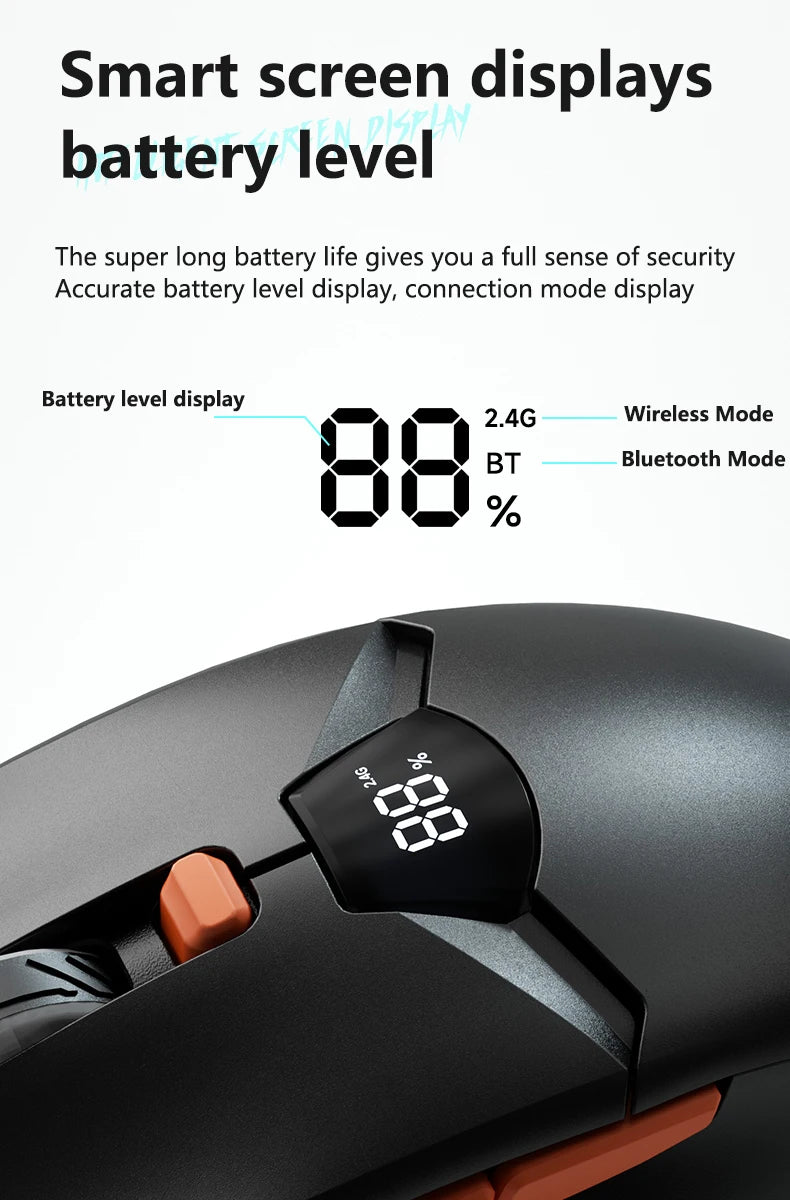 Warvank SX01 Bluetooth Wireless Mouse Smart Screen Battery Level Display Silent Office Mouse  600mAh Rechargeable Gaming Mouse