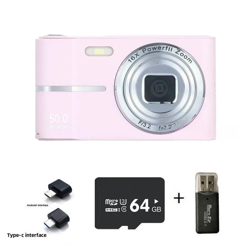 Digital Cameras1080P Camera 44MP Camera Portable Compact Camera with 2.4 Inch LCD Screen16x Digital Zoom, 32G Micro Memory Card