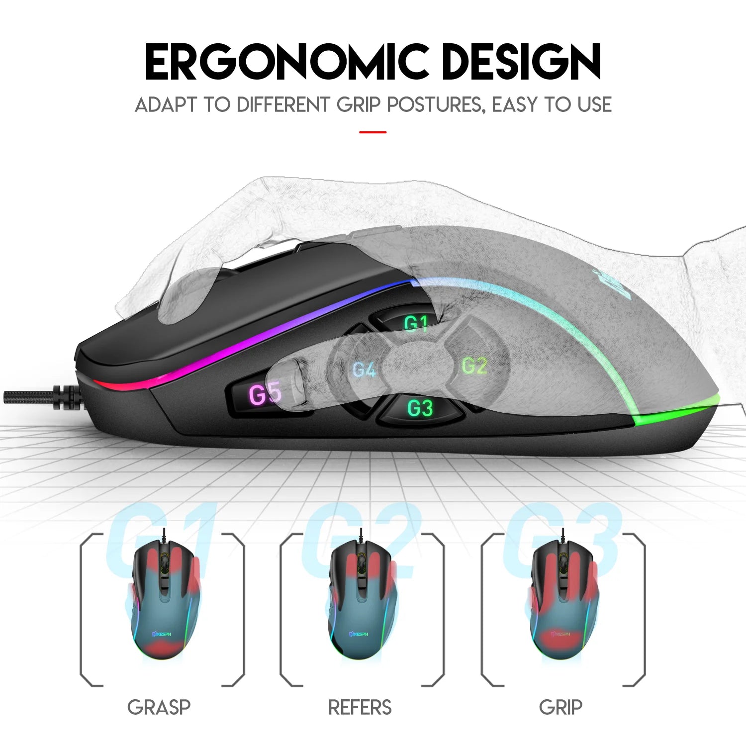 Wired Gaming Mouse with RGB Backlit, 7200 DPI Adjustable, Mouse with 10 Programmable Macro Buttons ,X9 Gaming Mouse