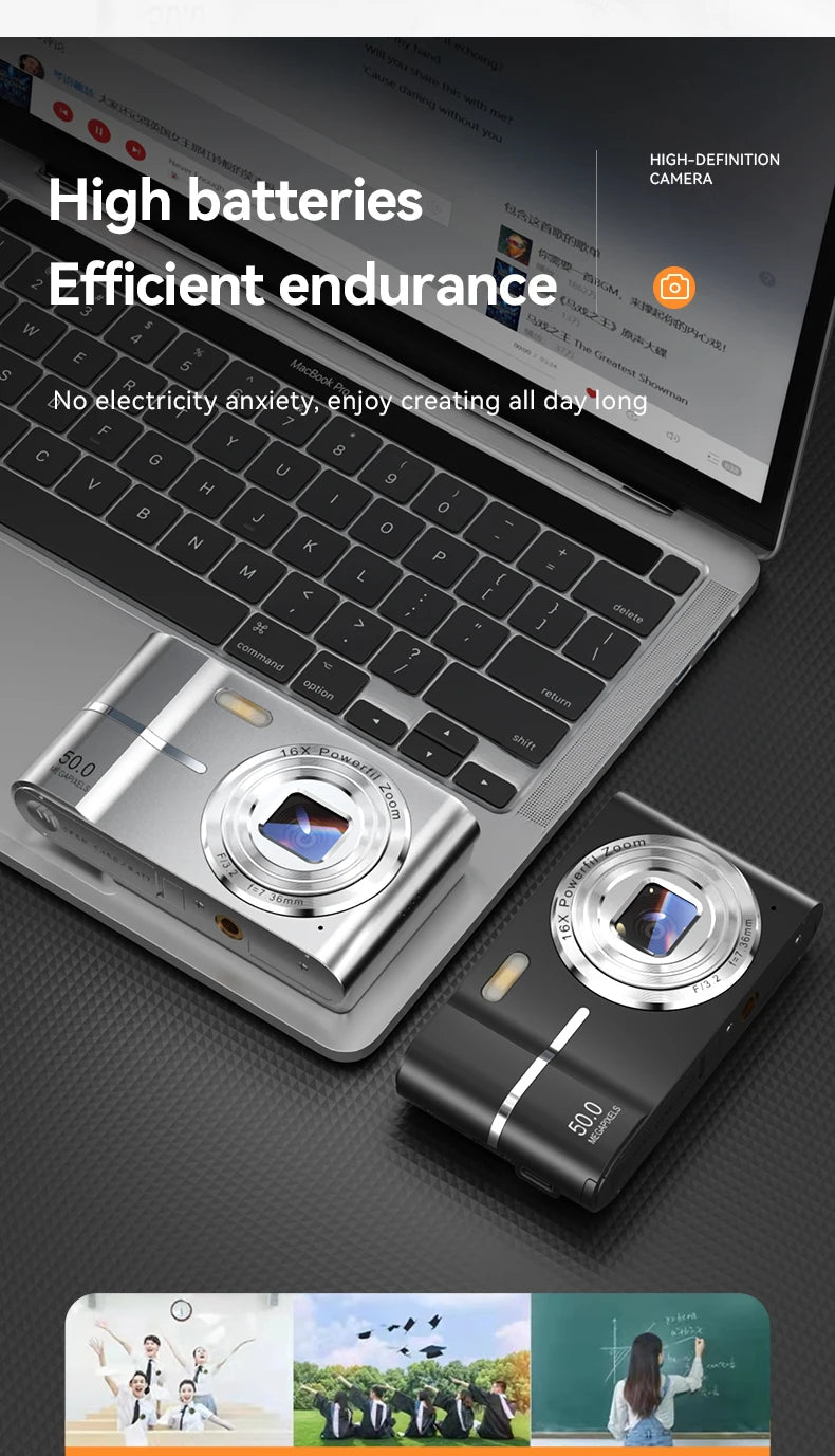 Digital Cameras1080P Camera 44MP Camera Portable Compact Camera with 2.4 Inch LCD Screen16x Digital Zoom, 32G Micro Memory Card