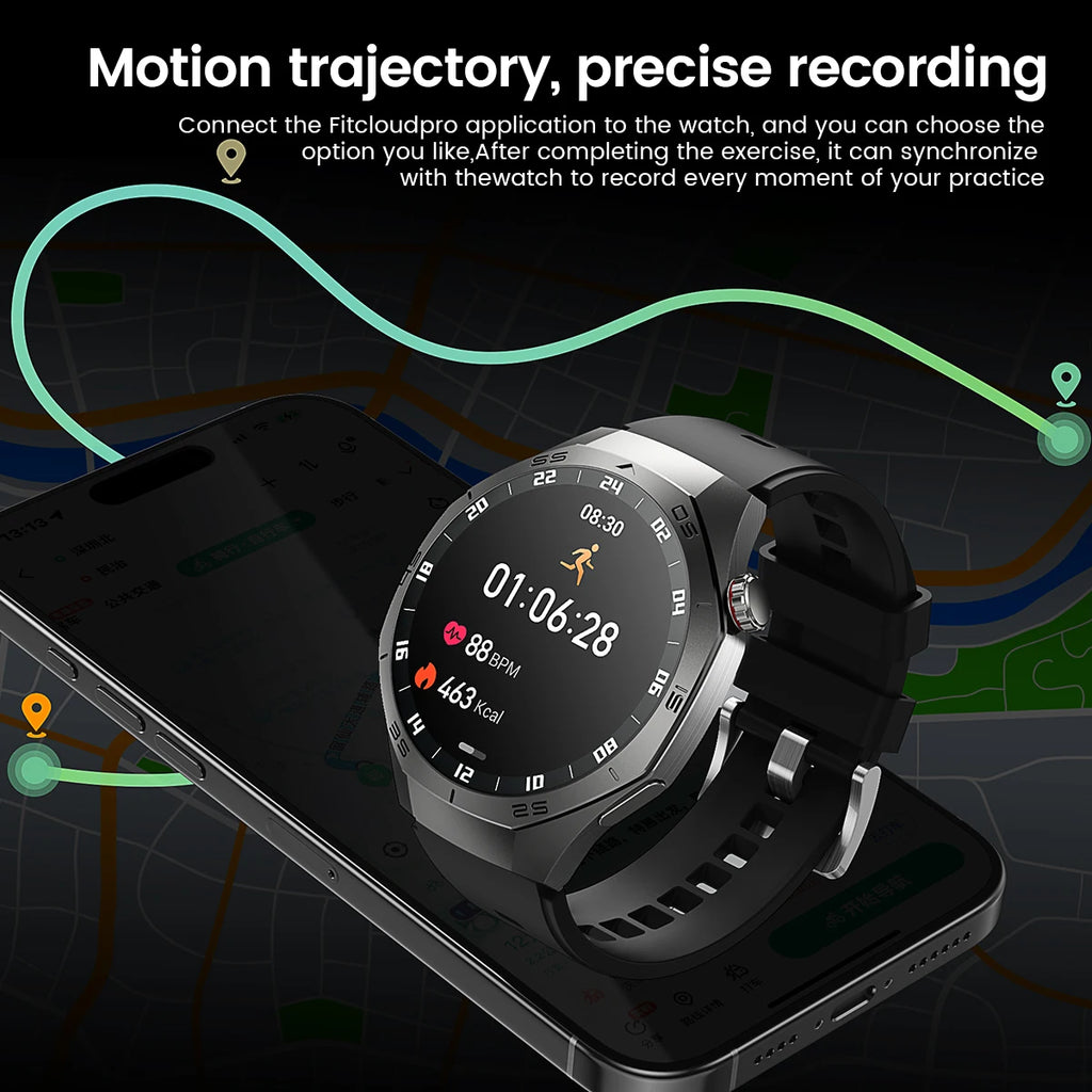 2025New For Android and ios Smart Watch Men AMOLED Screen GPS Motion trajectory Heart Rate Bluetooth Calls SmartWatch Waterproof