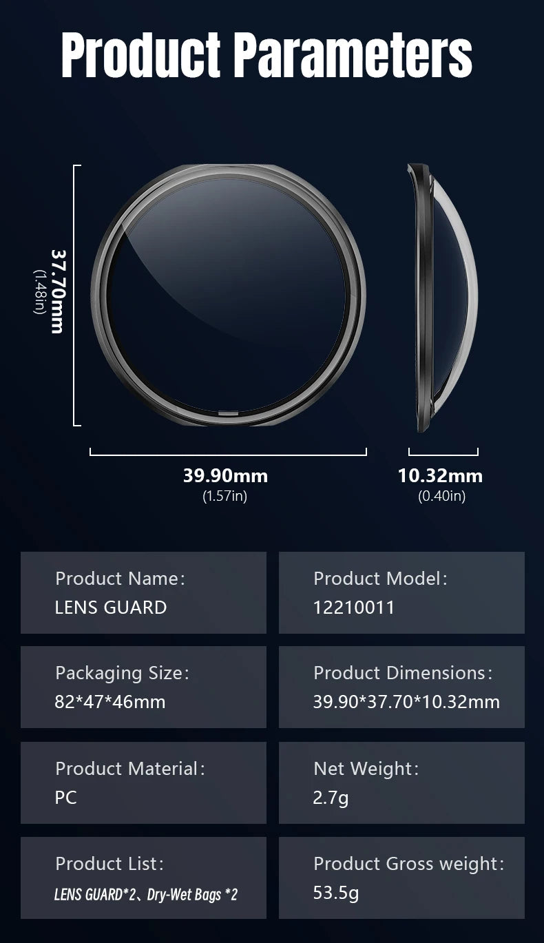 Lens Guards for DJI Osmo 360, PC Lens Protector Cover Lens Cap - Dust - Proof and Scratch - Resistant Camera Accessories