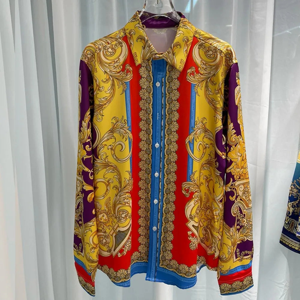 2024 Spring and Autumn New Fashion Shopping Leisure Digital Printing Youth Travel Fashion Men's Long Sleeve Shirt Trendy