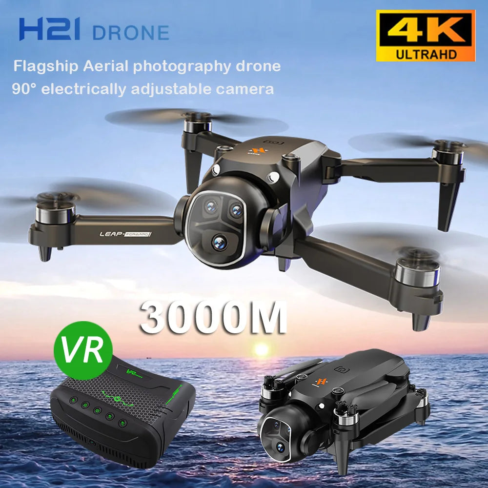 H21 Drone with VR Glasses 4K High-Definition Camera Brushless Motor RC Quadcopter optical flow dron aerial photography aircraft