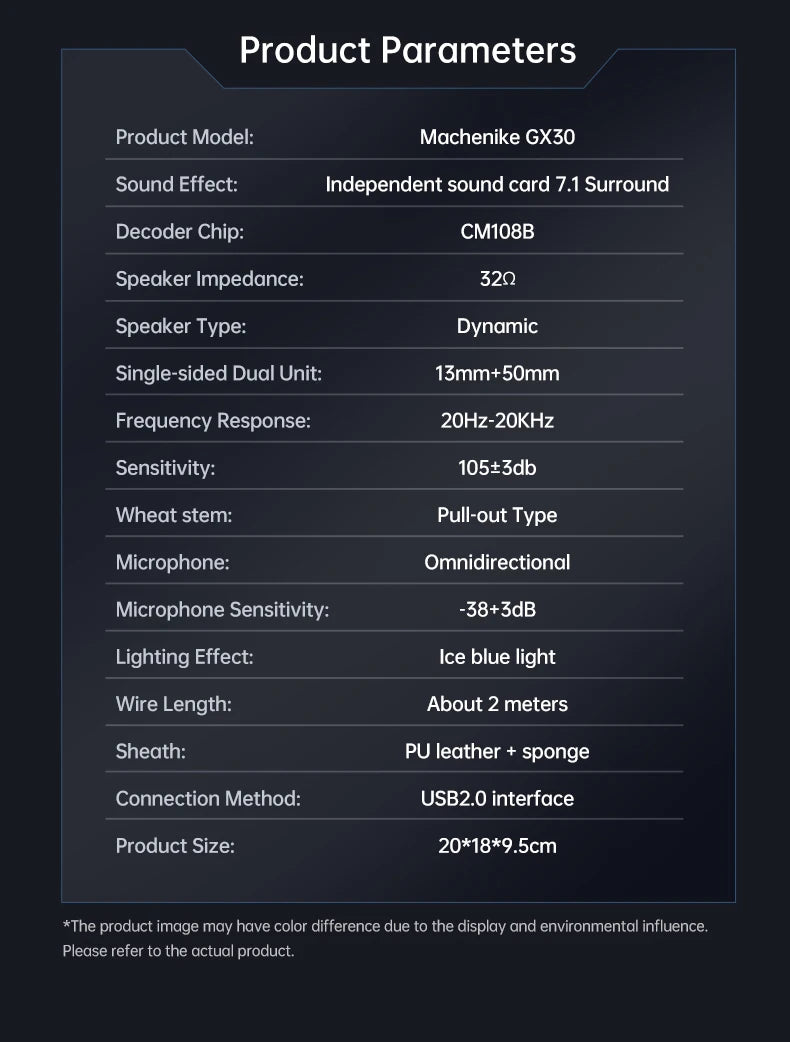 MACHENIKE GX30 Series Wireless Bluetooth Headphones 4 Modes 7.1 Surround Setting Bluetooth5.4 Gaming Headset Earphone