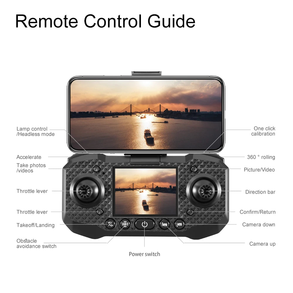 M6 RC Drone 8K HD Camera Professional Quadcopter With Screen FPV Remote Control Drone Toys For Beginners Gifts Indoor Outdoor