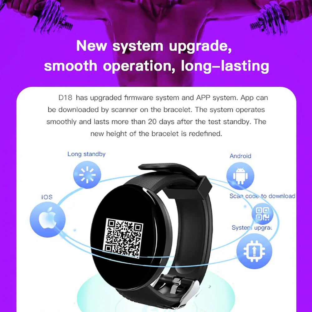 D18 Smartwatch Circular Color Screen With Multiple Sport Modes Call Information Reminder Photo Taking Music Smart Bracelet Watch