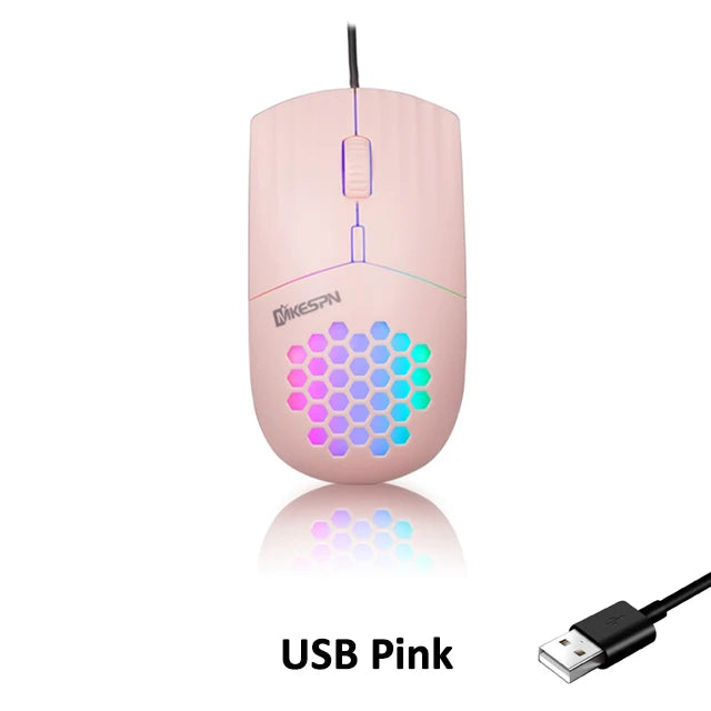 1600 DPI RGB Backlit Honeycomb Shell Mouse Wired RGB Gaming Mouse USB/Type C Mice For Computer iPad Tablet Macbook Air Laptop PC