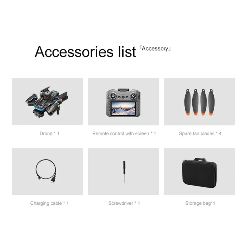 Xiaomi A14Pro Max Drone 8K HD Three Camera GPS Brushless Optical Flow Obstacle Avoidance 4.5-inch large screen UAV RC 18000M