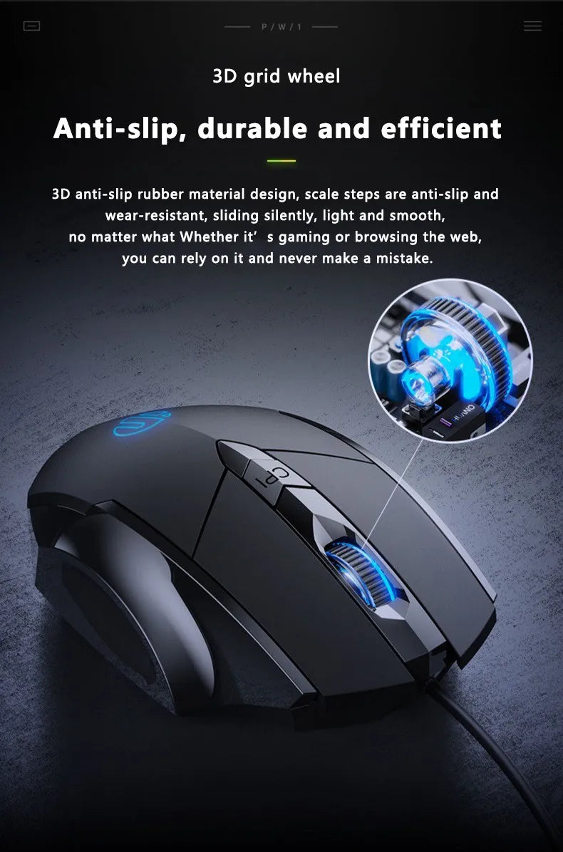 Inphic W1 Wired Mouse Esports Gaming Mouse Silent Office Mouse Three keys and six keys are optional