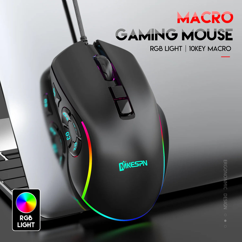 Wired Gaming Mouse with RGB Backlit, 7200 DPI Adjustable, Mouse with 10 Programmable Macro Buttons ,X9 Gaming Mouse
