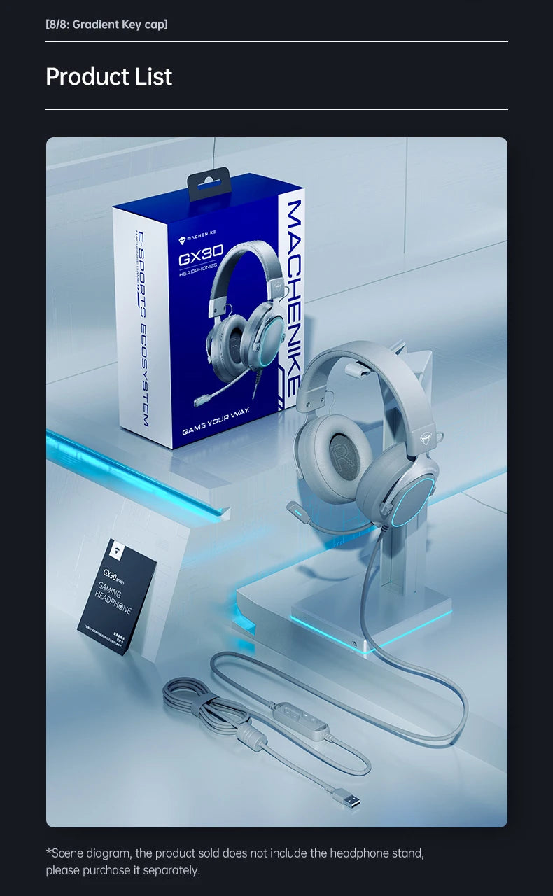 MACHENIKE GX30 Series Wireless Bluetooth Headphones 4 Modes 7.1 Surround Setting Bluetooth5.4 Gaming Headset Earphone
