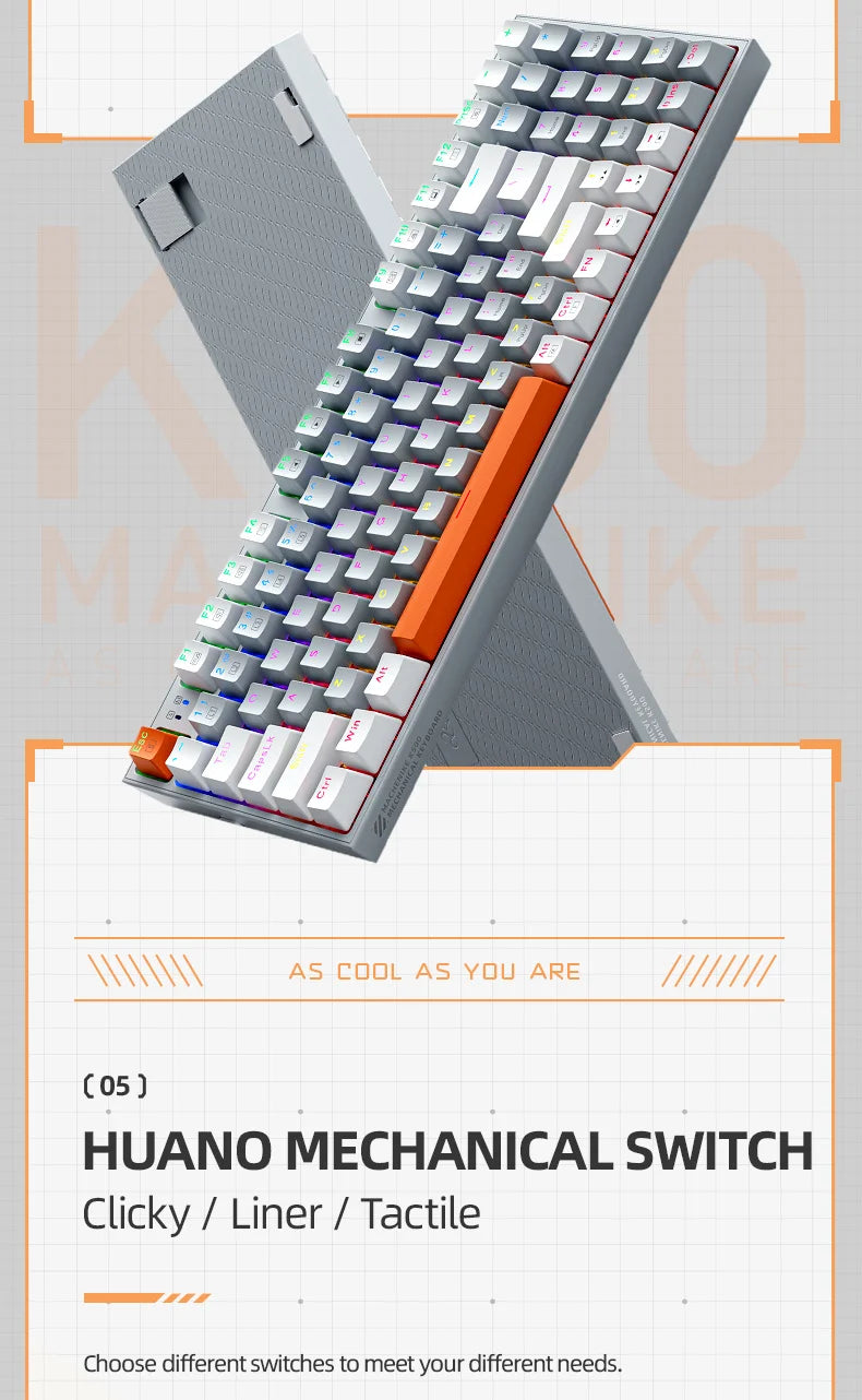 Machenike K500W Wireless Mechanical Keyboard Hot Swap Tri-mode 94 Keys RGB Backlit Gaming Keyboard for PC Gamer Laptop