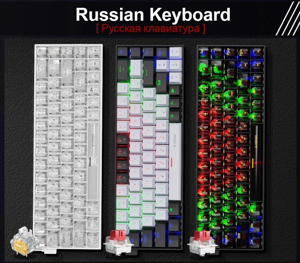 E-YOOSO Z686 USB Mini Slim Mechanical Gaming Wired Keyboard Red Switch 68Keys Russian Brazilian Portuguese for Compute PC Laptop