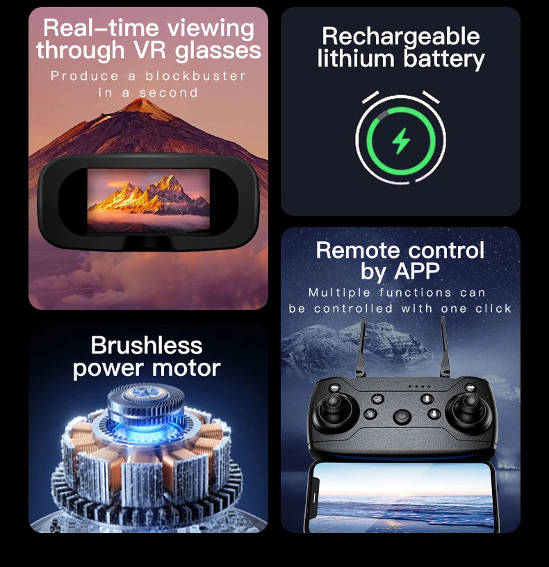 H21 Drone with VR Glasses 4K High-Definition Camera Brushless Motor RC Quadcopter optical flow dron aerial photography aircraft