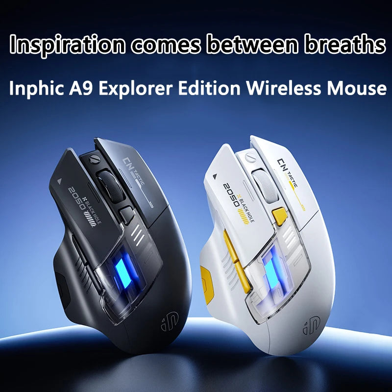 Inphic A9 Explorer Wireless Gaming Mouse 500mA Battery Level Display Ergonomics Bluetooth Office Mouse For PC Laptop