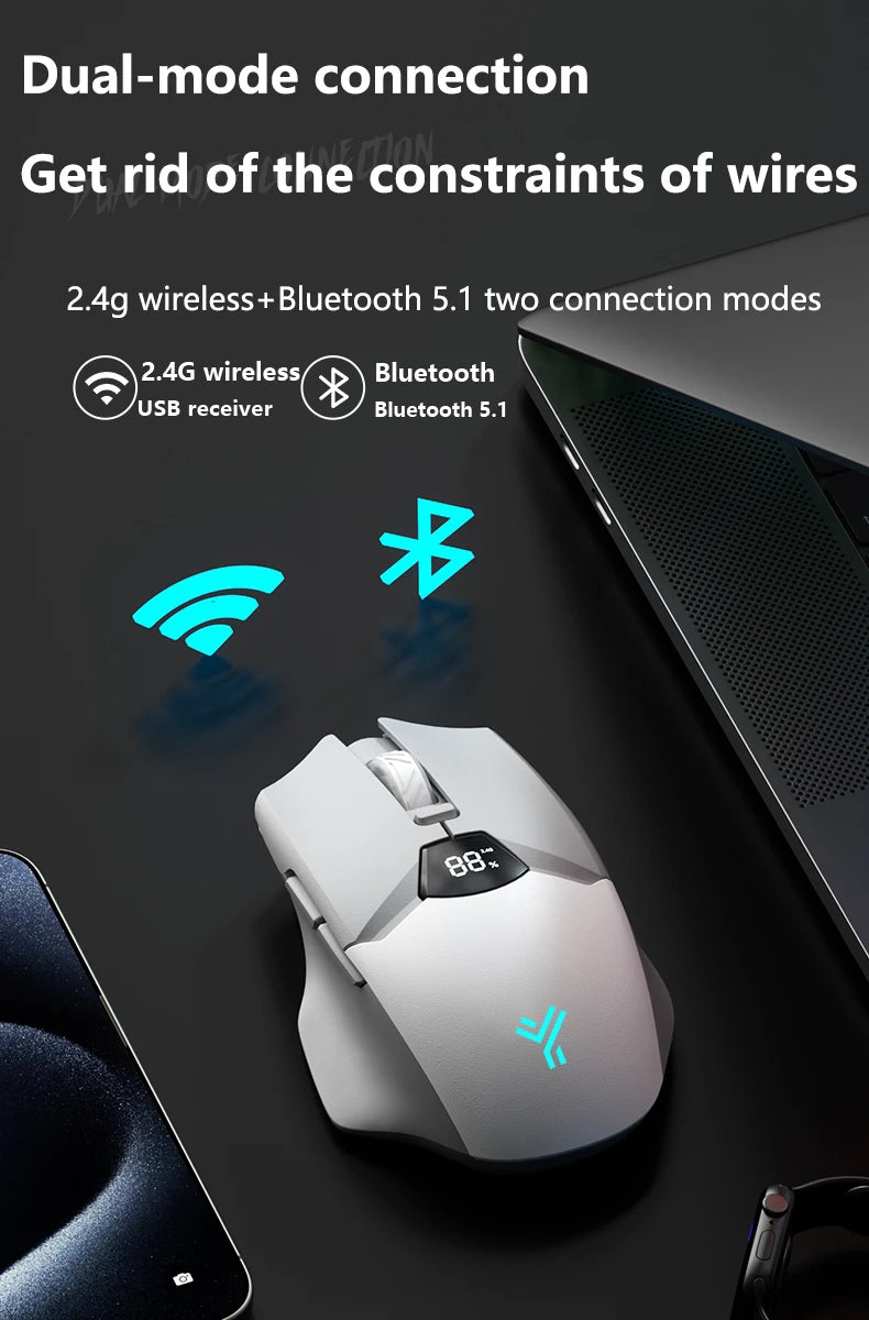 Warvank SX01 Bluetooth Wireless Mouse Smart Screen Battery Level Display Silent Office Mouse  600mAh Rechargeable Gaming Mouse
