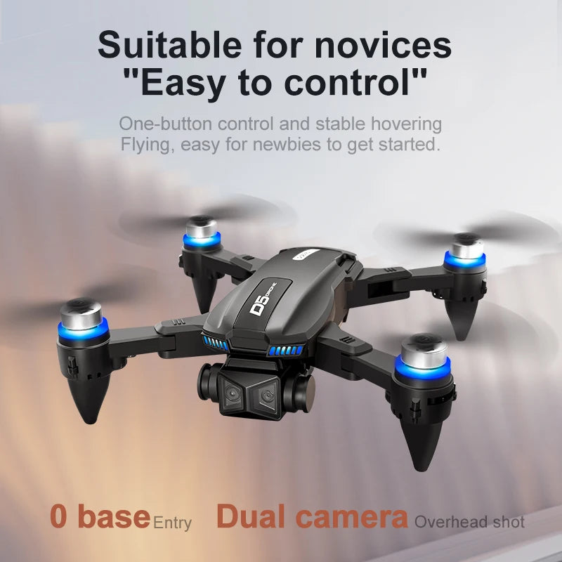 2025 D5 Drone 8K Dual Camera HD Remote Control Quadcopter With Obstacle Avoidance For Aerial Photography RC Drone Gift For Girls